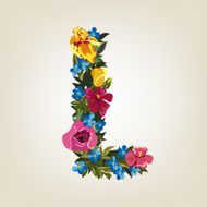 L letter Flower capital alphabet Colorful font Uppercase