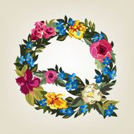 Q letter Flower capital alphabet Colorful font Uppercase