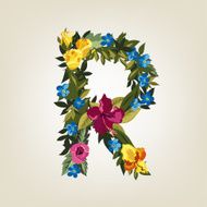 R letter Flower capital alphabet Colorful font Uppercase
