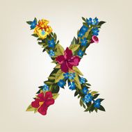 X letter Flower capital alphabet Colorful font Uppercase