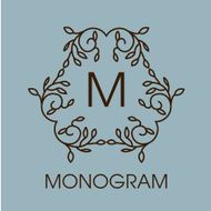 Monogram design Vector floral outline frame or borde N3