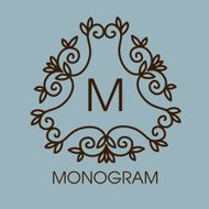 Monogram design Vector floral outline frame or borde N4
