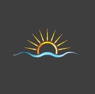 Bright logo Sun and sea wave
