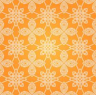 Seamless abstract orange pattern with white fancy ornament