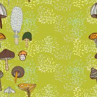 Seamless vector border of different mushrooms N4