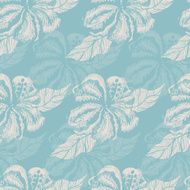 Seamless pattern with white flowers on a blue background