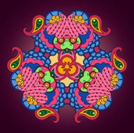 Multicolor mandala on dark purple background