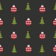 Seamless pattern with Christmas tree and ball