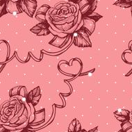 Vintage romantic patterns with roses and hearts
