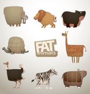 Set of Funny Fat Animals N2
