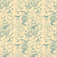 Tea party vector seamless pattern