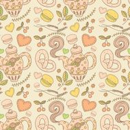Tea party vector seamless pattern N3