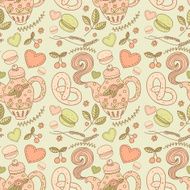 Tea party vector seamless pattern N4