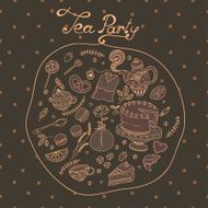 Tea party vector pattern set