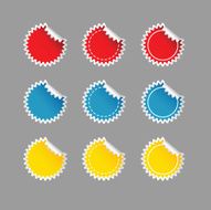 sticker set color on grey vector
