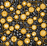 social media network background with icons vector N3