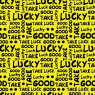 decorative yellow seamless pattern with words &quot;lucky&quot; N2