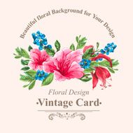 Invitation Vintage Card with Blueberries Pink Tropical Flowers and Leaves N3