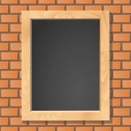 Blackboard on brick wall vector illustration