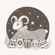 Easter illustration lamb on a background of the sky