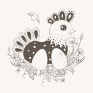 Easter illustration chicken eggs near