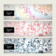 Set abstract modern pattern of hexagons circuits
