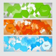 Set abstract modern pattern of hexagons circuits N3