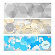Set abstract modern pattern of hexagons circuits N4