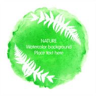 Green watercolour nature icon on white background with fern silhouette