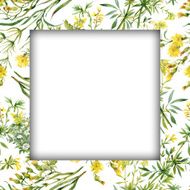 Watercolor flower frame on white background