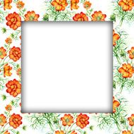 Watercolor flower frame on white background N2