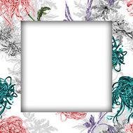 Watercolor flower frame on white background N7