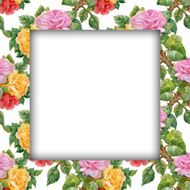 Watercolor flower frame on white background N8
