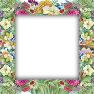 Watercolor flower frame on white background N11