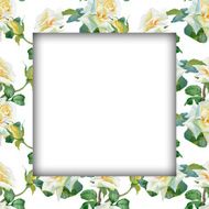 Watercolor flower frame on white background N15