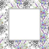 Watercolor flower frame on white background N17