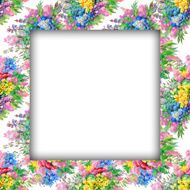Watercolor flower frame on white background N19