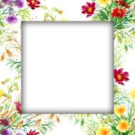 Watercolor flower frame on white background N20