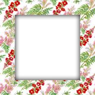 Watercolor flower frame on white background N22