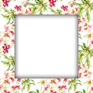 Watercolor flower frame on white background N23