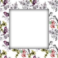 Watercolor flower frame on white background N27