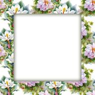 Watercolor flower frame on white background N28