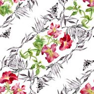 Colorful garden flowers Seamless pattern on white background N4