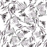 Colorful garden flowers Seamless pattern on white background N5