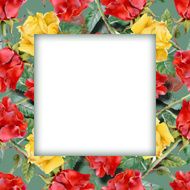 Watercolor flower frame on white background N33