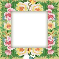 Watercolor flower frame on white background N39
