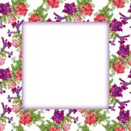Watercolor flower frame on white background N40