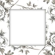 Watercolor flower frame on white background N41