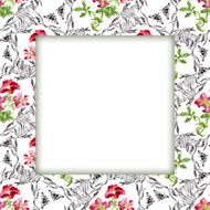 Watercolor flower frame on white background N45