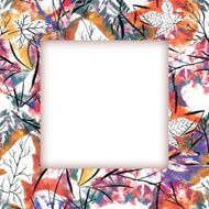 Watercolor flower frame on white background N46